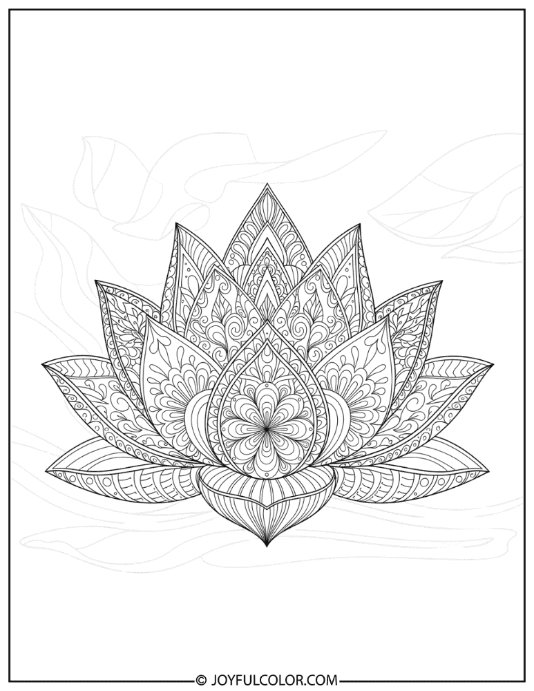 Intricate Lotus Zentangle Coloring Page