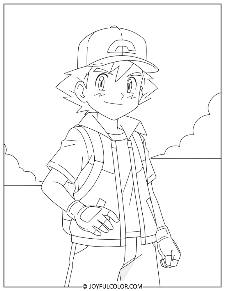 Johto Ash Coloring Page