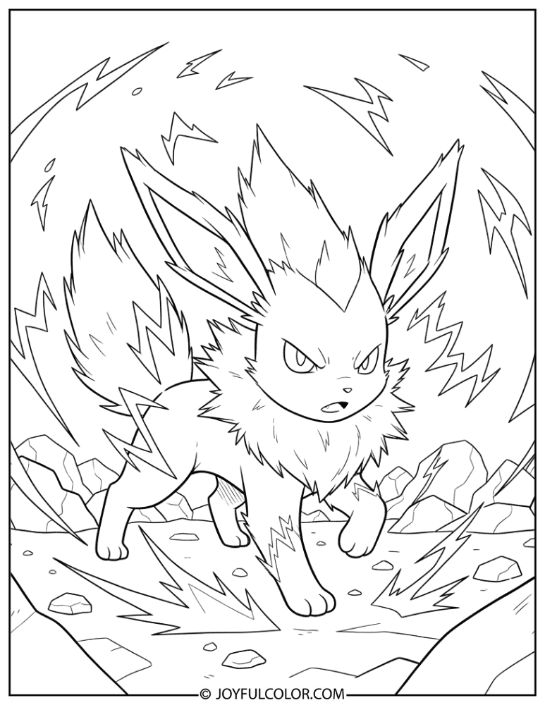 Jolteon Battle Pose Coloring Page