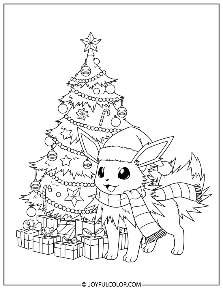 Jolteon Christmas Coloring Page