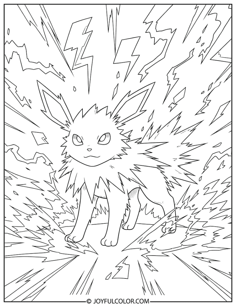 Jolteon Electric Scenes Coloring Page