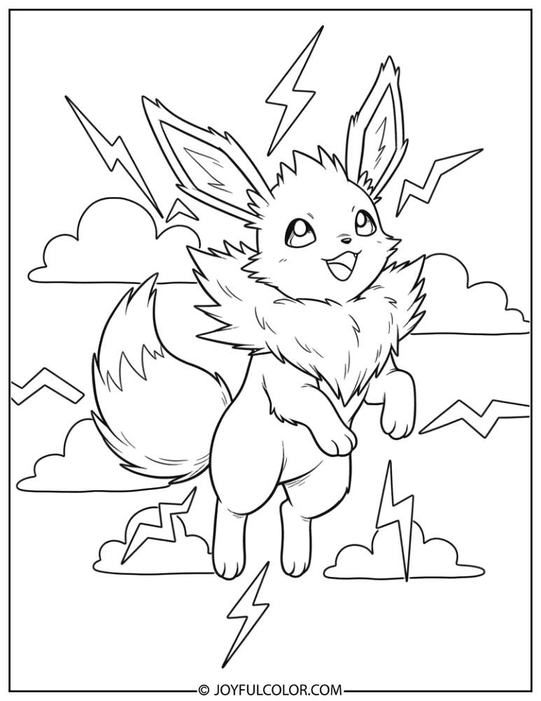 Jolteon Jumping Coloring Page