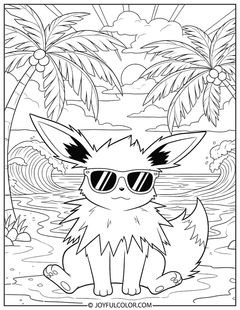 Jolteon Summer Coloring Page