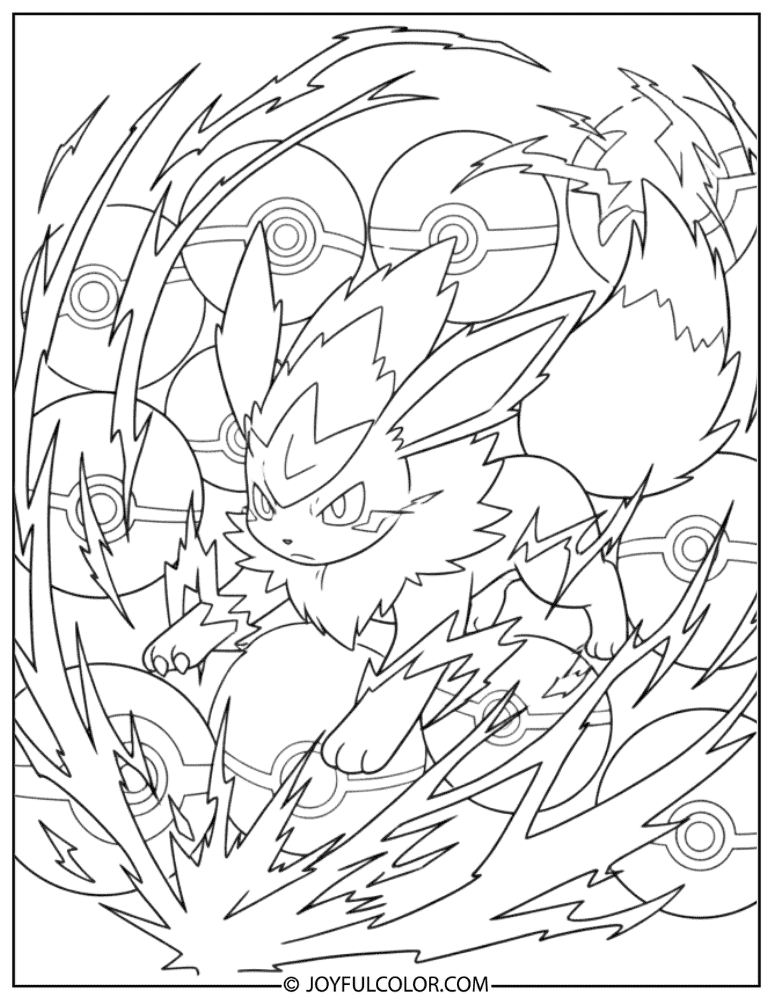 Jolteon Thunder Attack Coloring Page