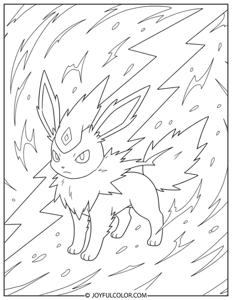 Jolteon Thunderbolt Coloring Page