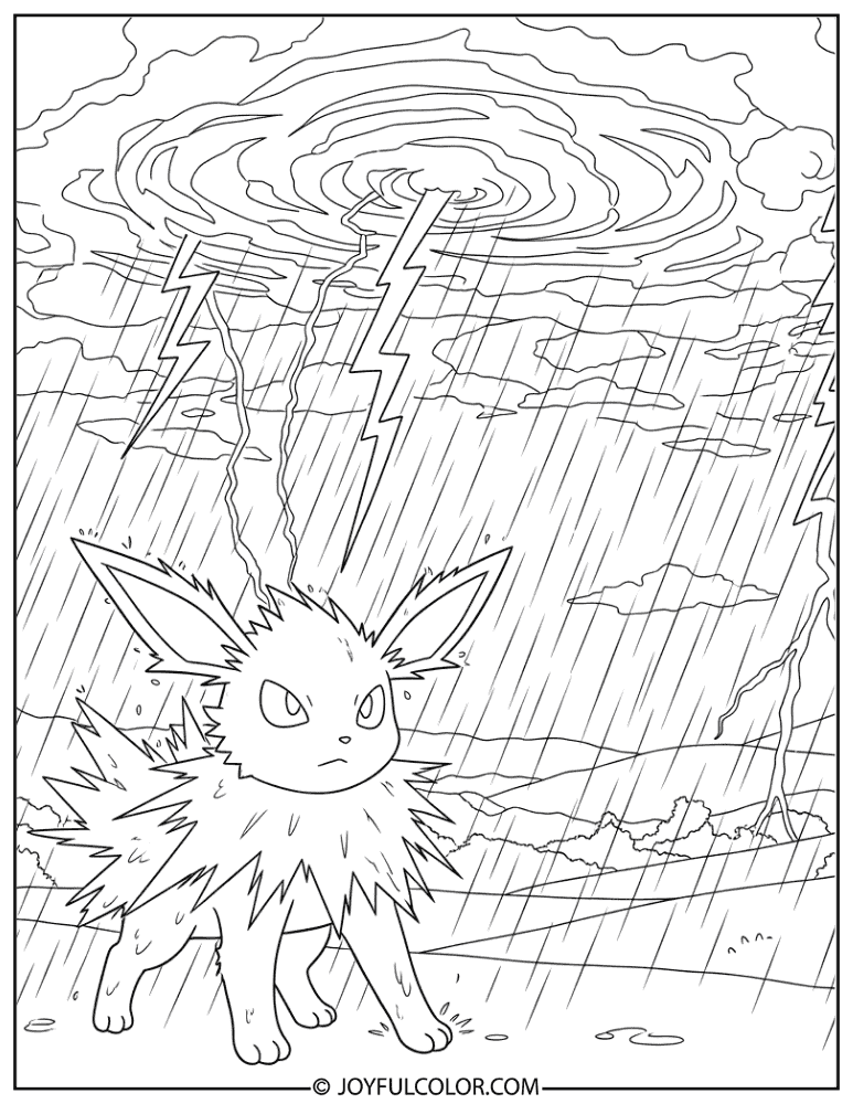 Jolteon Thunderstorm Coloring Page