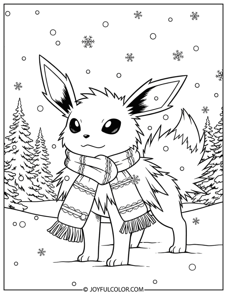 Jolteon Winter Coloring Page