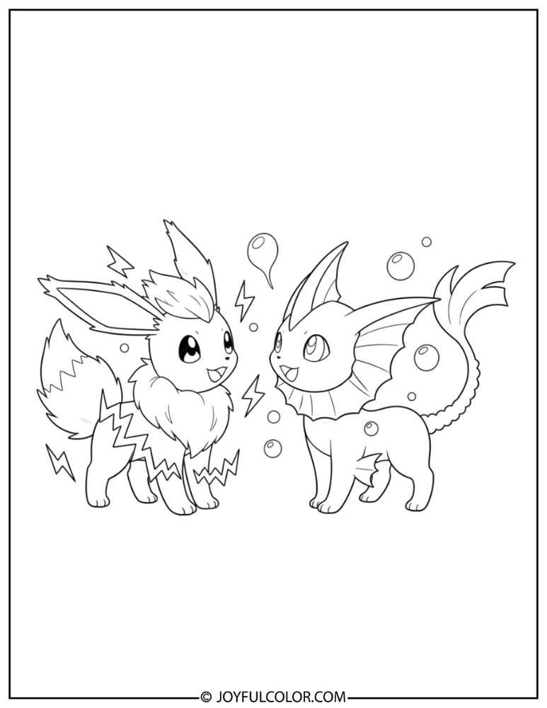 Jolteon and Vaporeon Coloring Page
