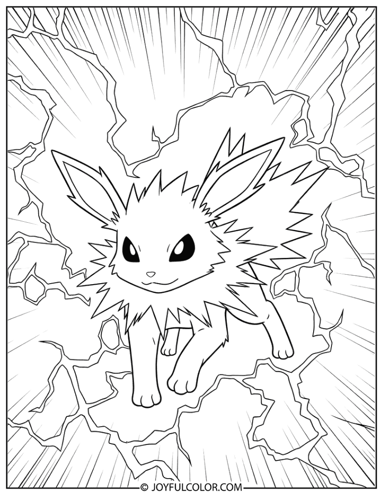 Jolteon with Lightning Coloring Page