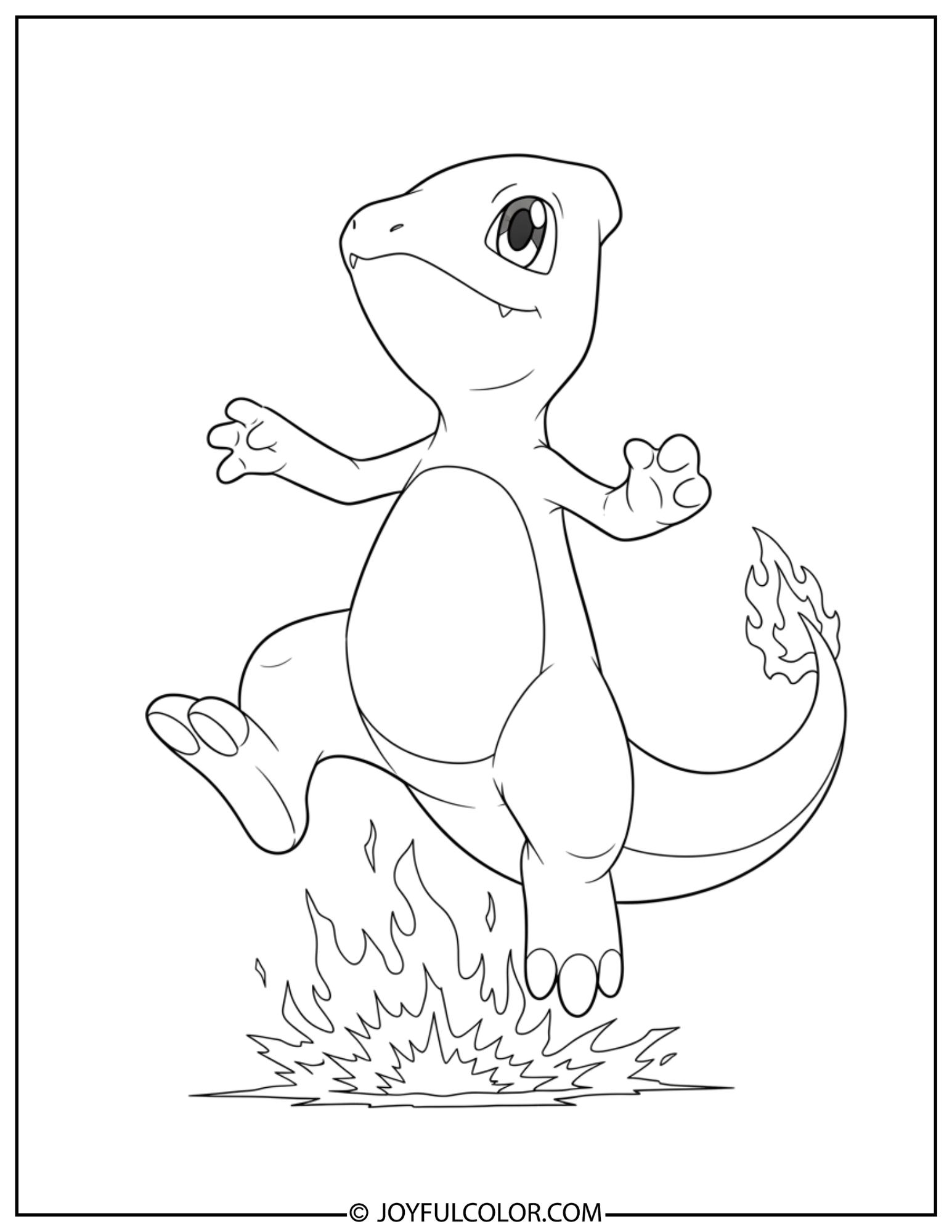Jumping Charmeleon Sparks Coloring Page