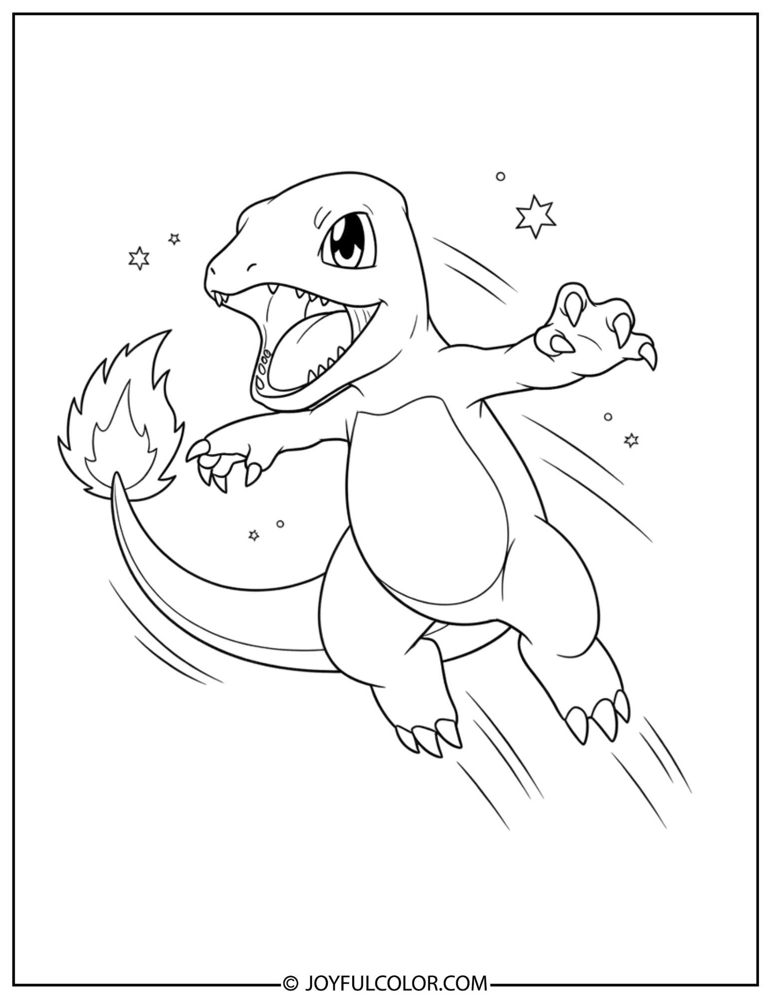 Jumping Charmeleon Sparks Coloring Page