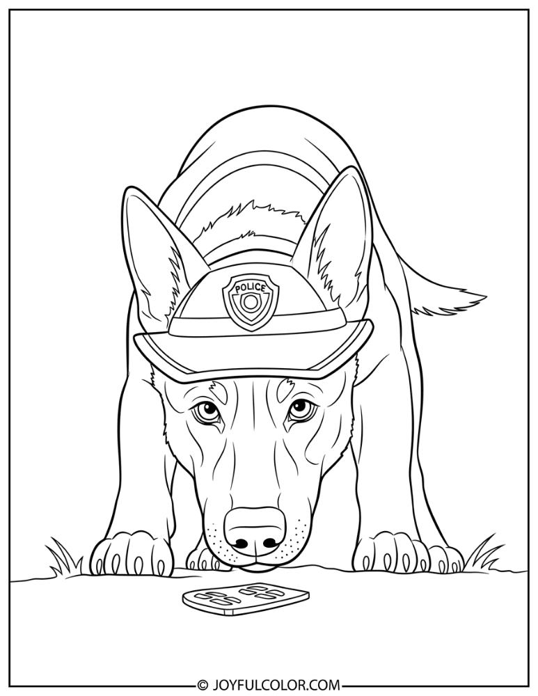 K9 Dog Tracking Clue Coloring Page