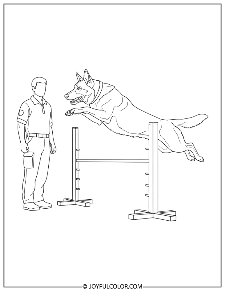 K9 Training Jump Coloring Page