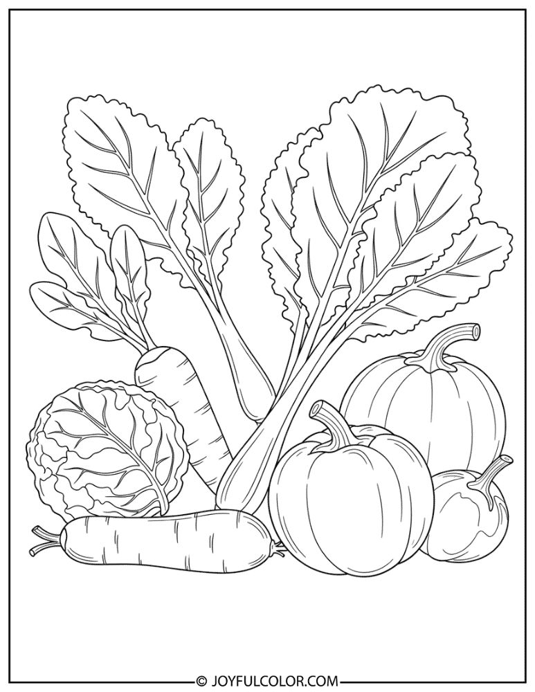 Kale Leaves Coloring Page
