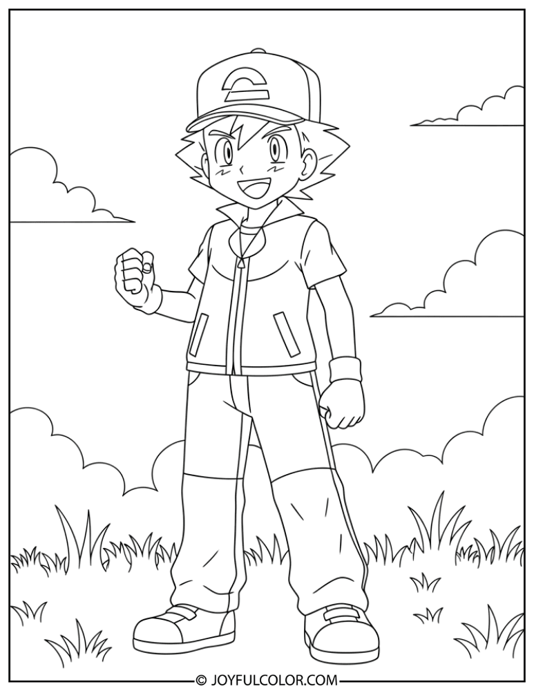 Kanto Ash Coloring Page