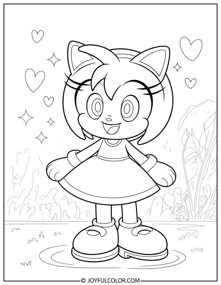 Kawaii Amy Rose Coloring Page