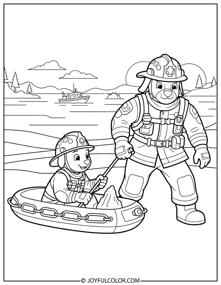 Kawaii Chase Paw Patrol Coloring Page