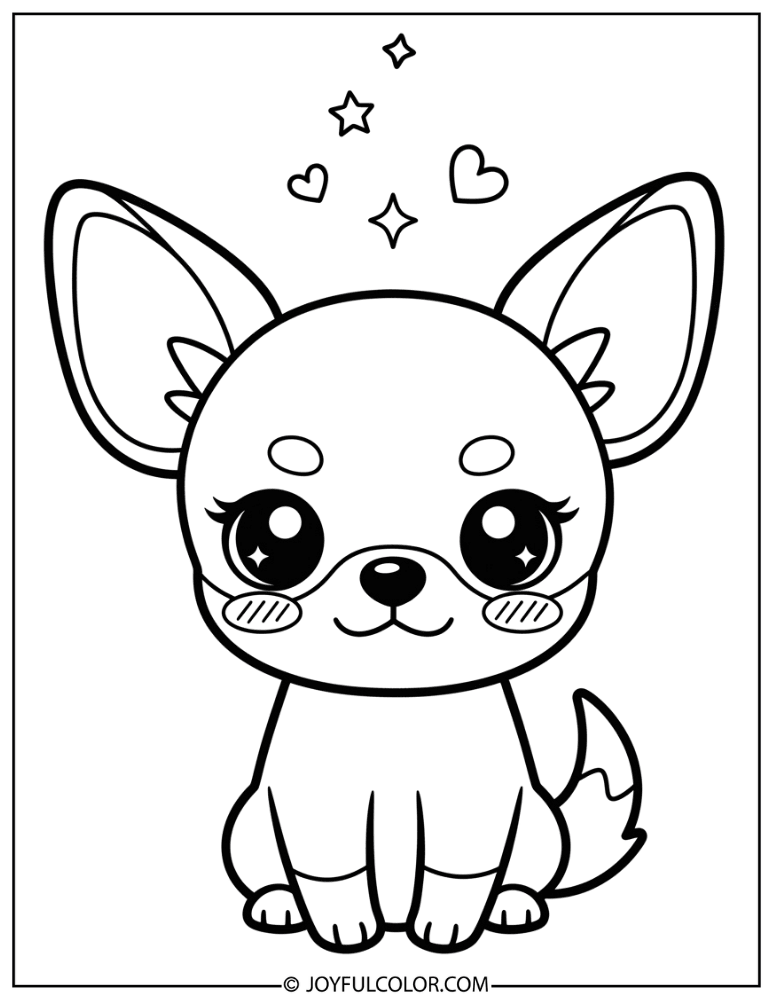 Kawaii Chihuahua Coloring Page