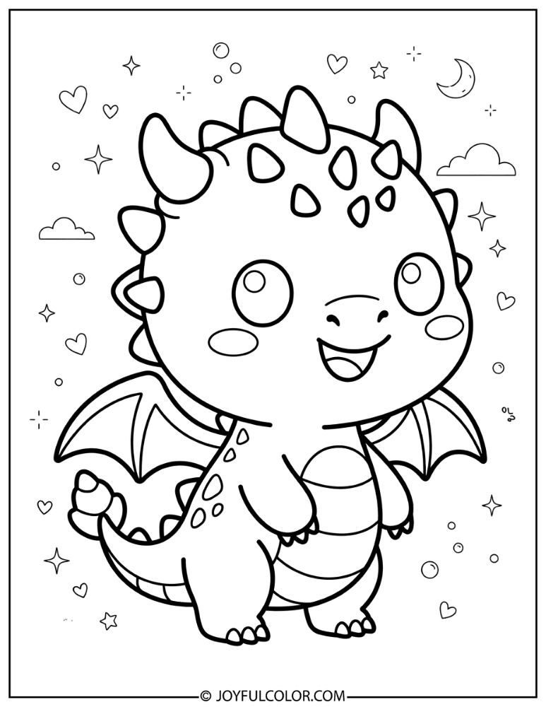 Kawaii Ender Dragon Coloring Page