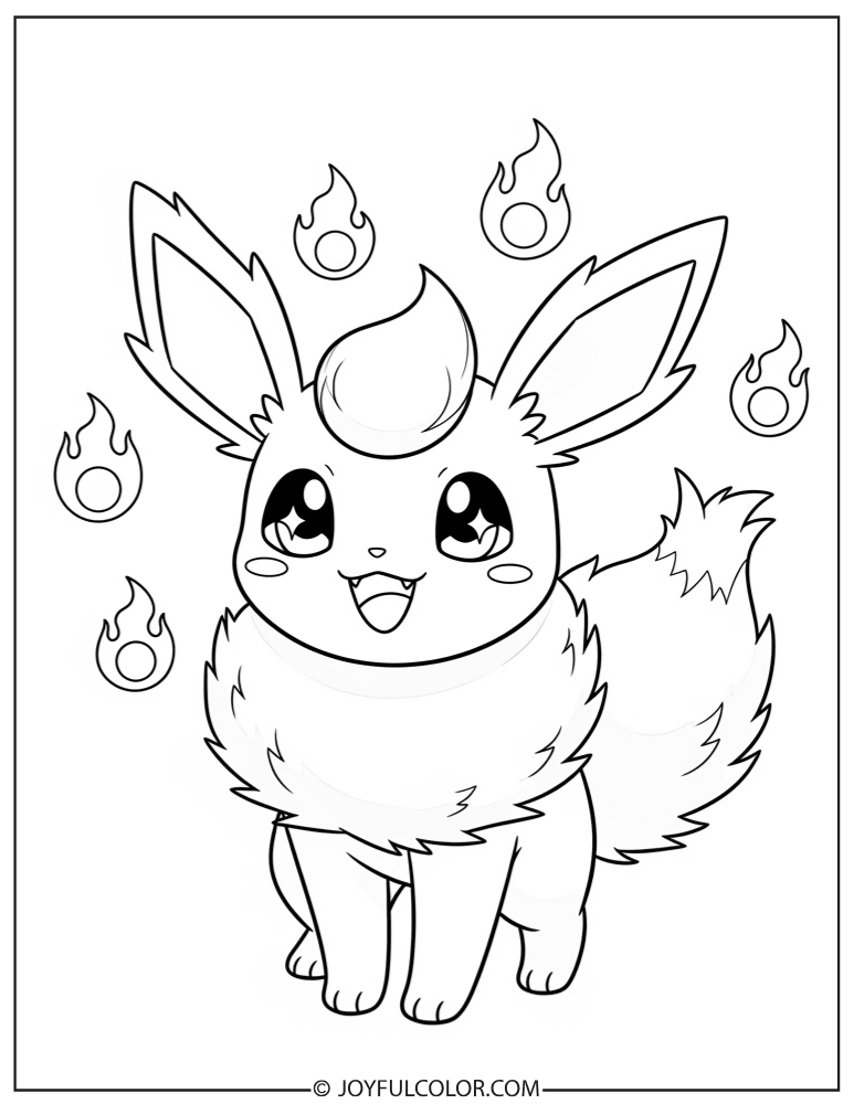 Kawaii Flareon Coloring Page