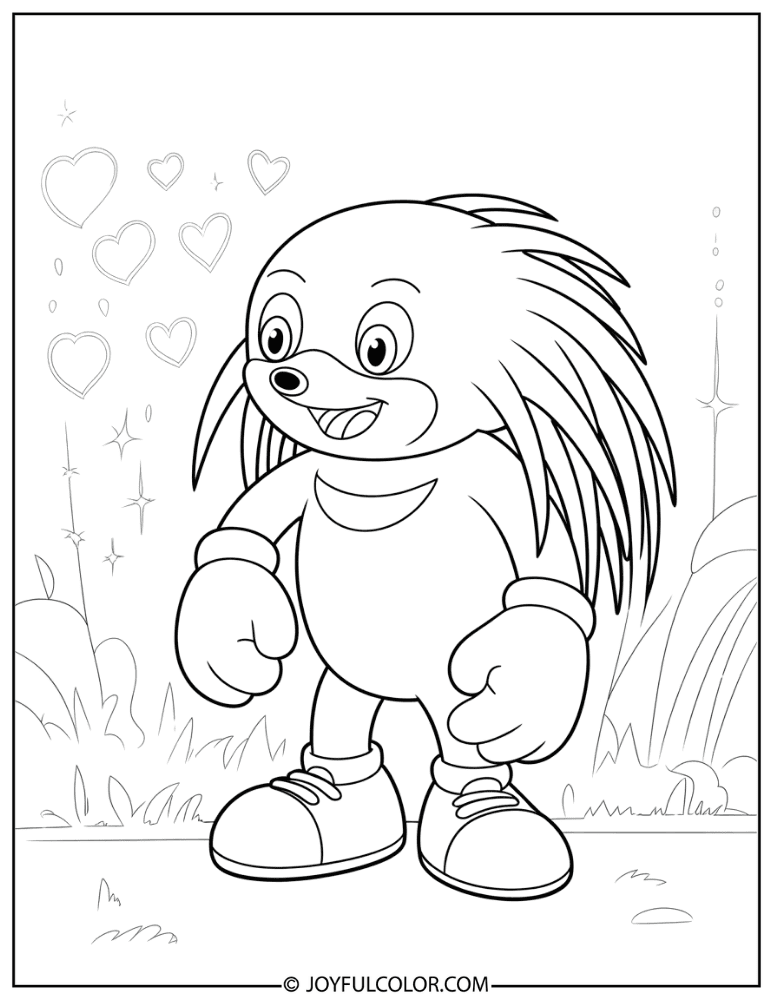 Kawaii Knuckles Coloring Page
