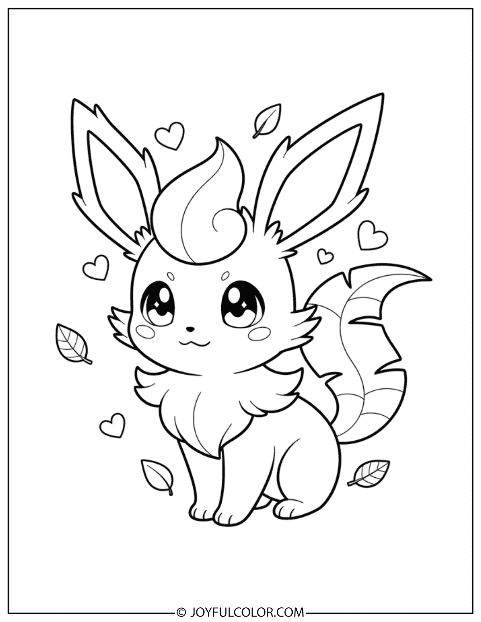 Kawaii Leafeon Coloring Page