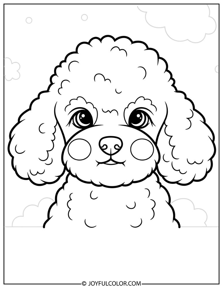Kawaii Poodle Face Coloring Page