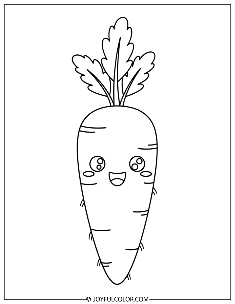 Kawaii Smiling Carrot Coloring Page