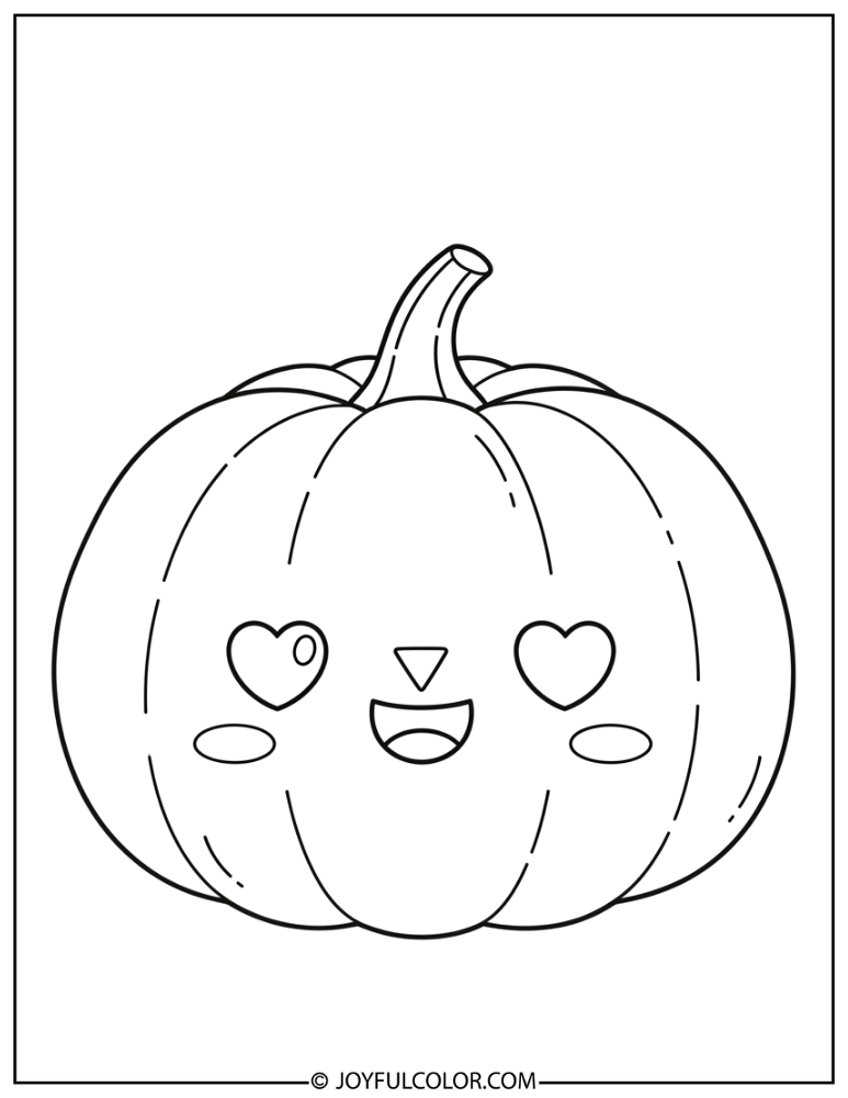 Kawaii Smiling Pumpkin Coloring Page