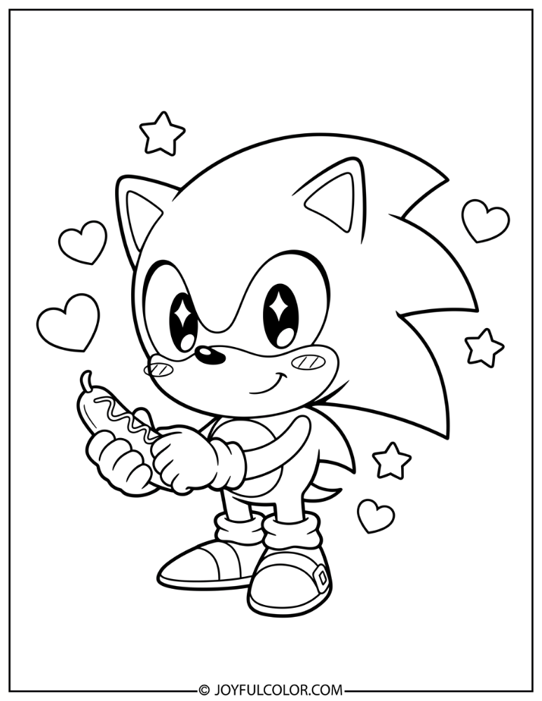Kawaii Sonic Coloring Page