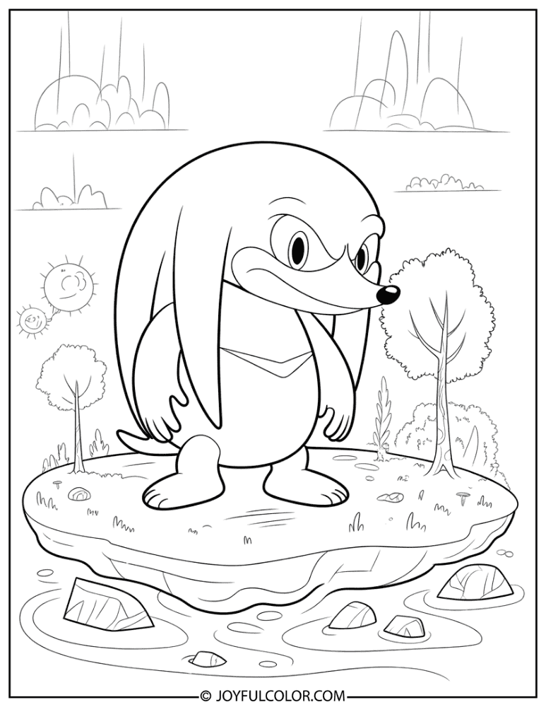 Knuckles Angel Island Scenery Coloring Page