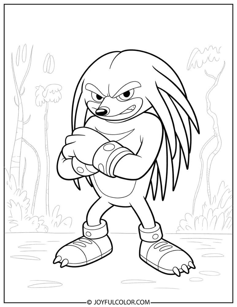 Knuckles Arms Crossed Coloring Page