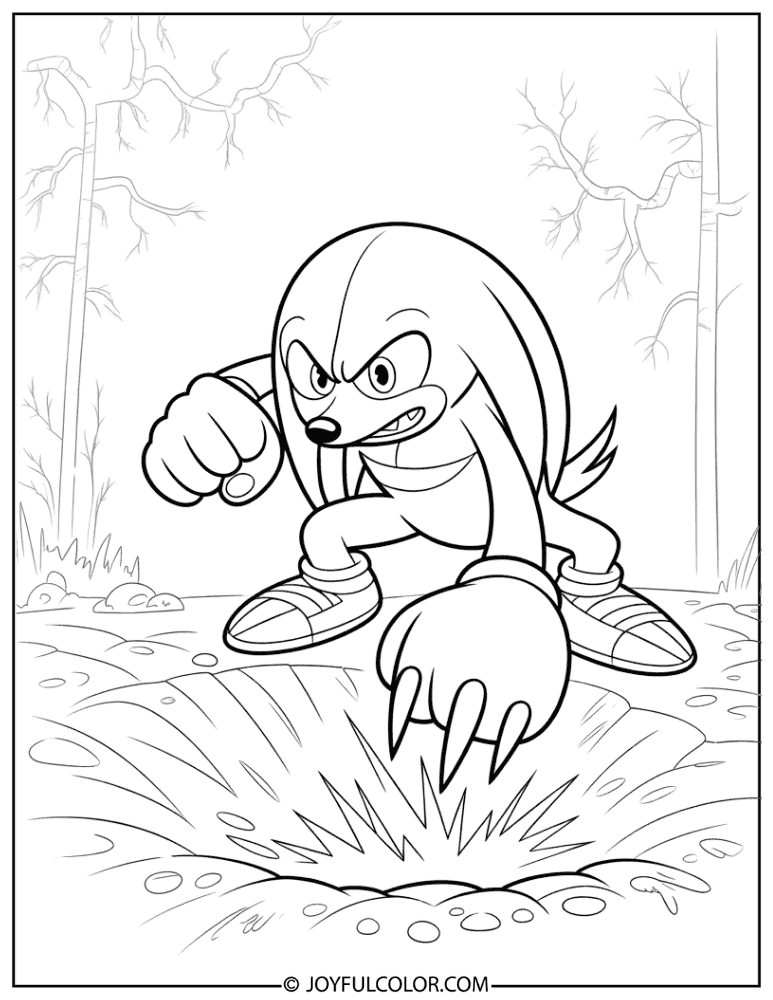Knuckles Digging Coloring Page