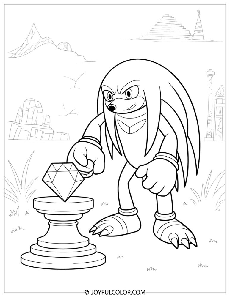 Knuckles Emerald Shrine Coloring Page