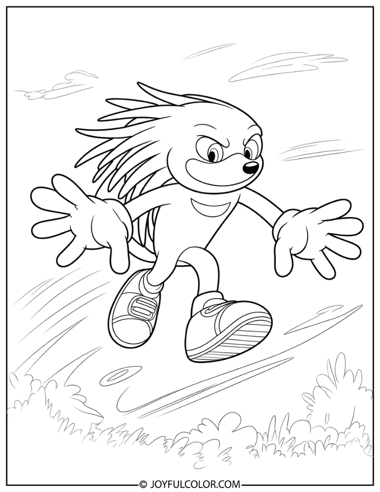 Knuckles Gliding Coloring Page