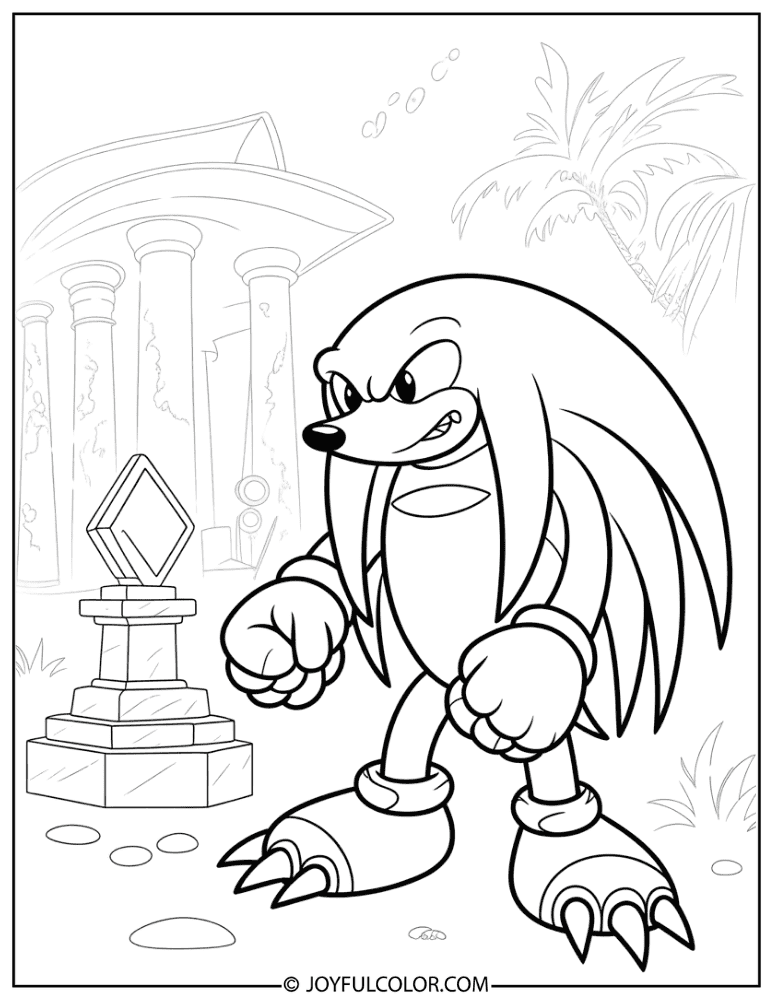 Knuckles Master Emerald Shrine Coloring Page