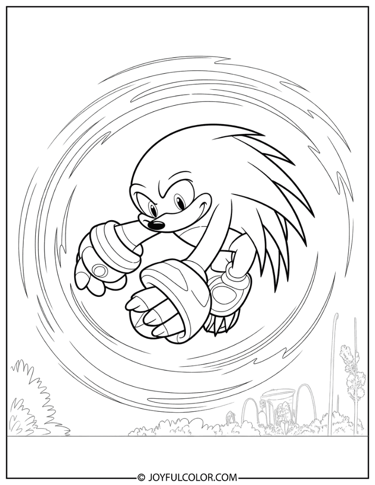 Knuckles Spin Attack Coloring Page
