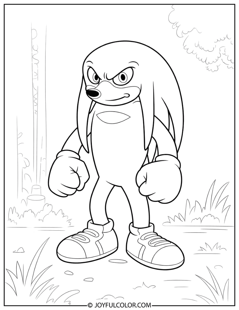 Knuckles Standing Pose Coloring Page
