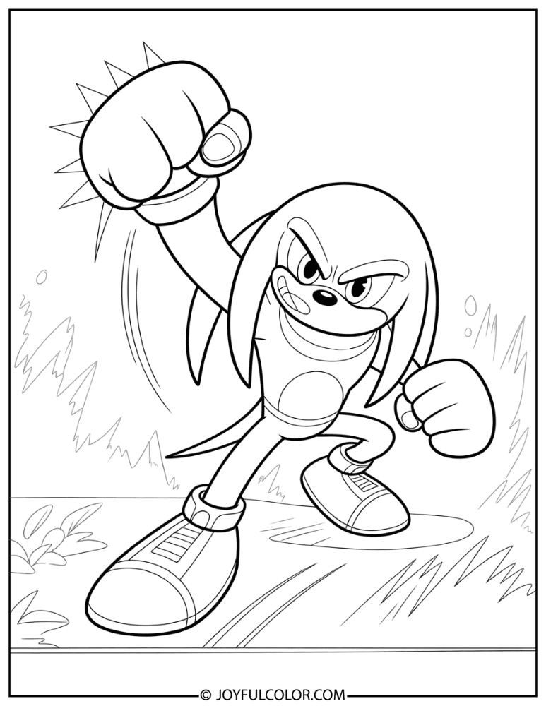Knuckles Uppercut Coloring Page