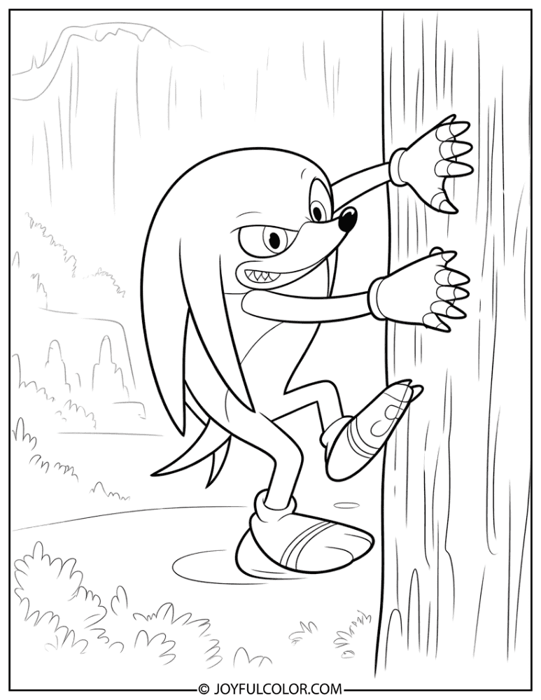 Knuckles Wall Climbing Coloring Page