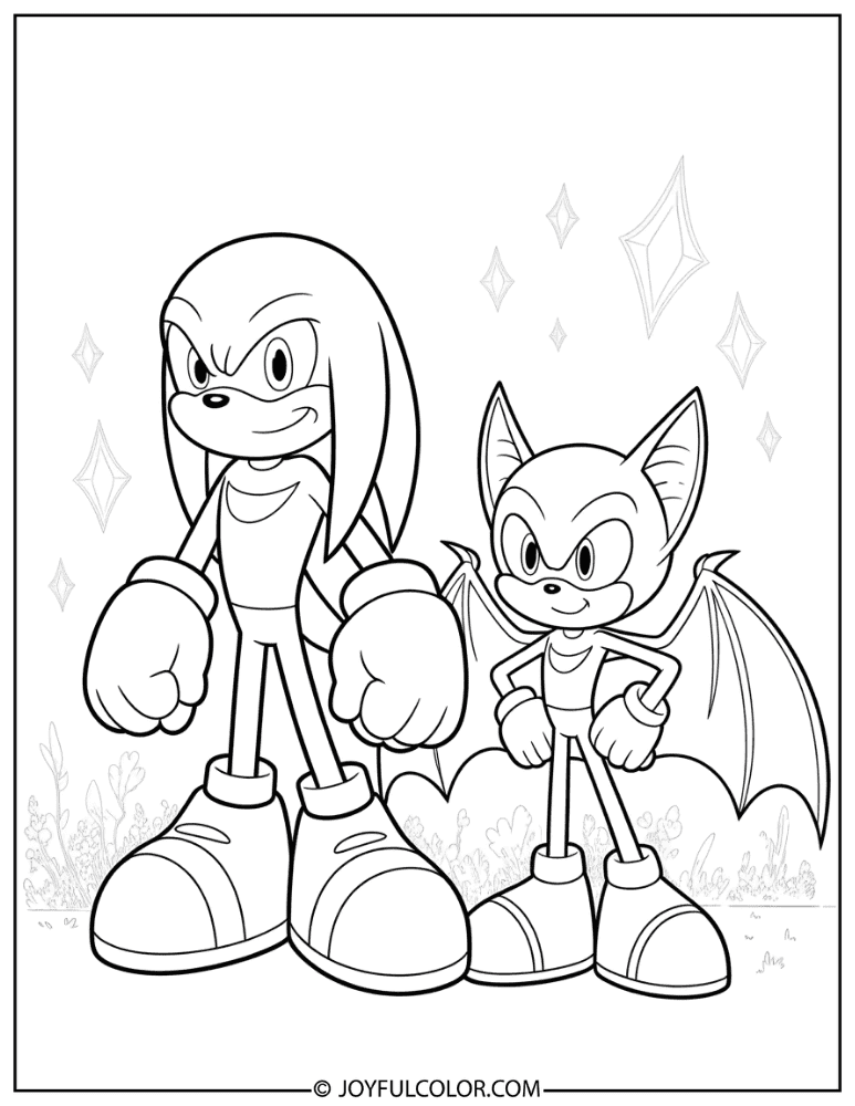 Knuckles and Rouge Coloring Page