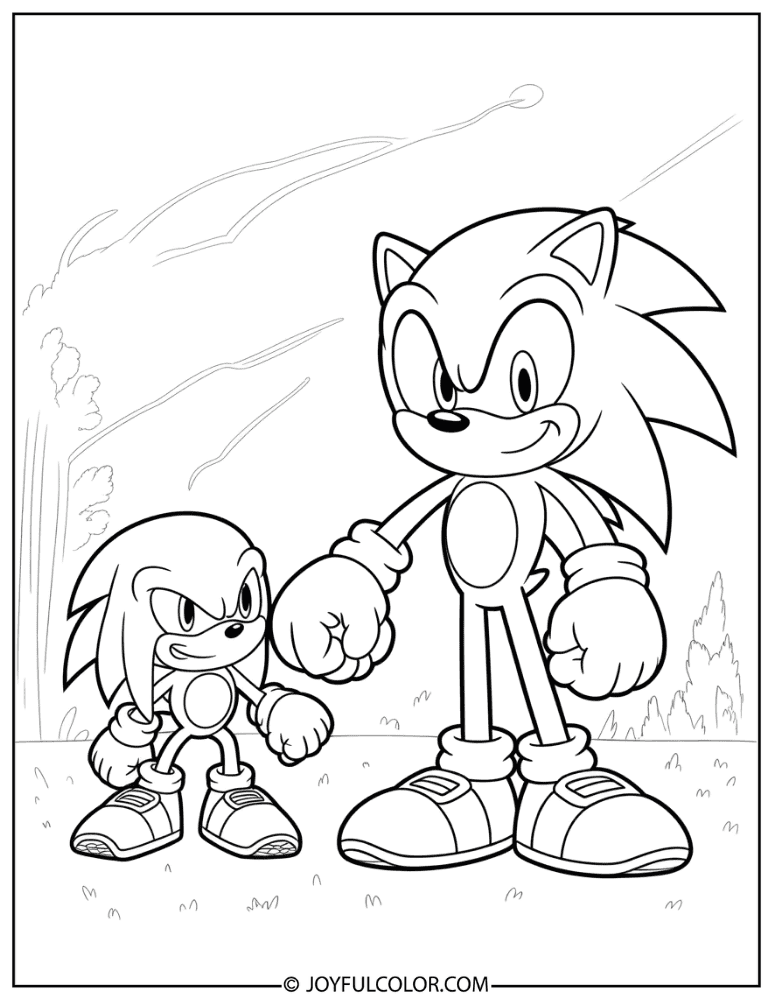 Knuckles and Sonic Coloring Page