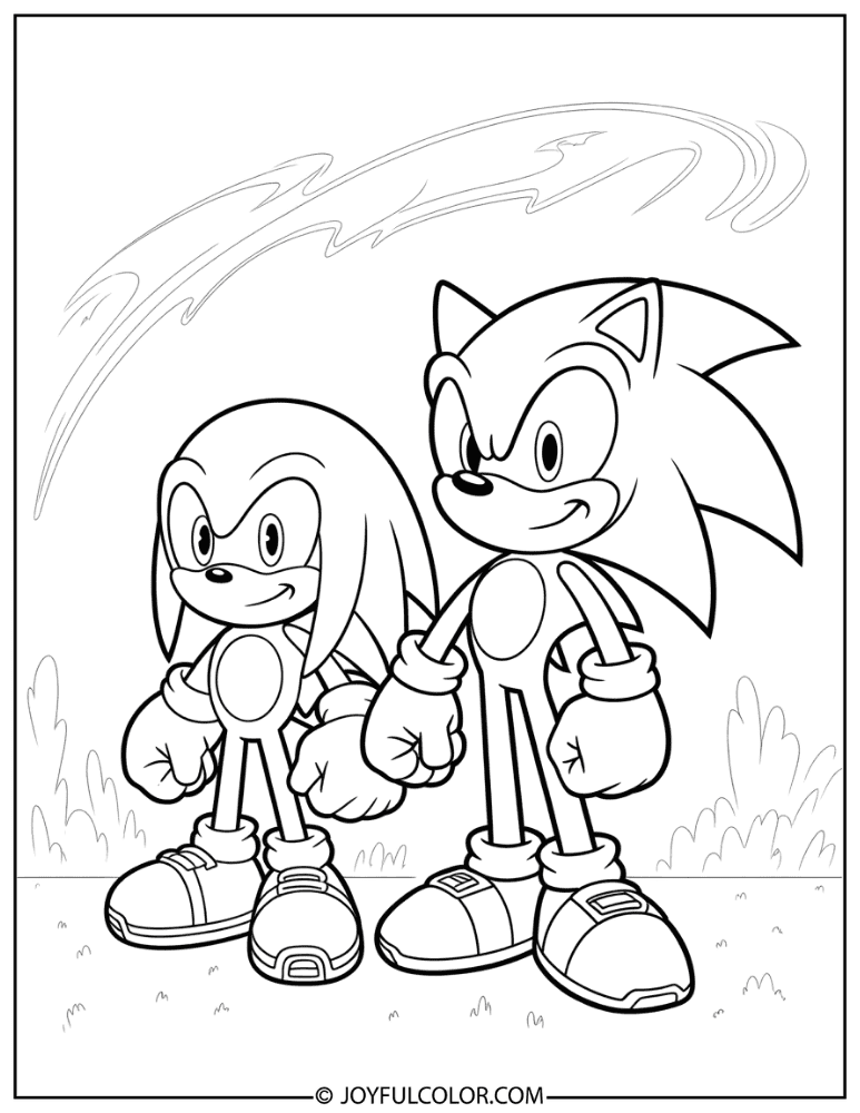 Knuckles and Sonic Coloring Page