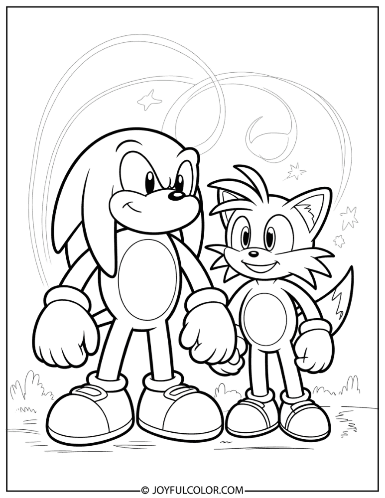 Knuckles and Tails Coloring Page