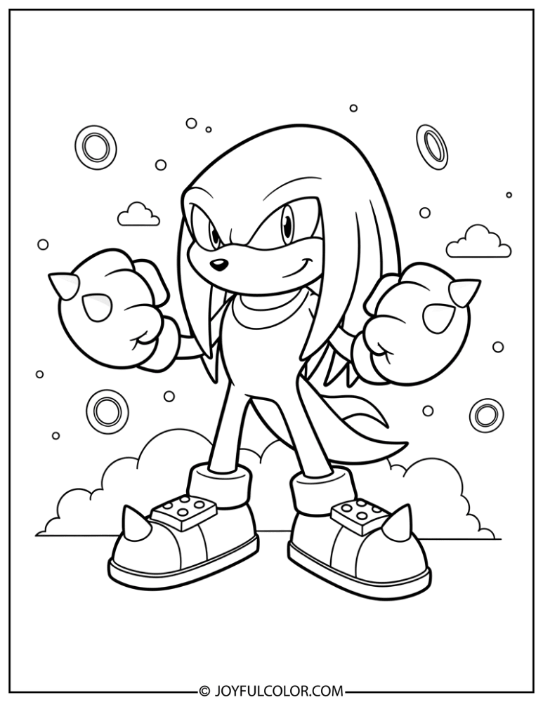 Knuckles the Echidna Coloring Page