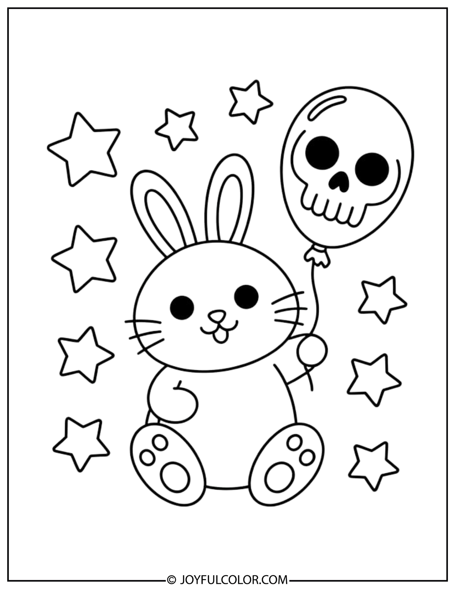 Kuromi Skull Balloon Coloring Page