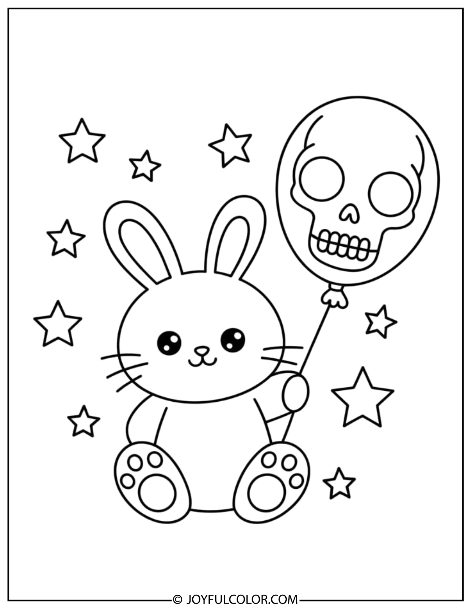 Kuromi Skull Balloon Coloring Page