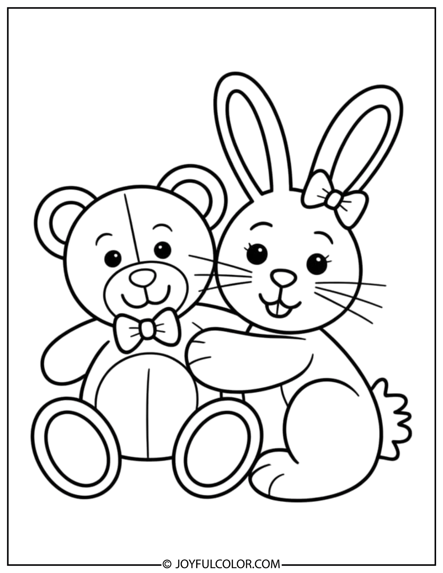 Kuromi Teddy Hug Coloring Page