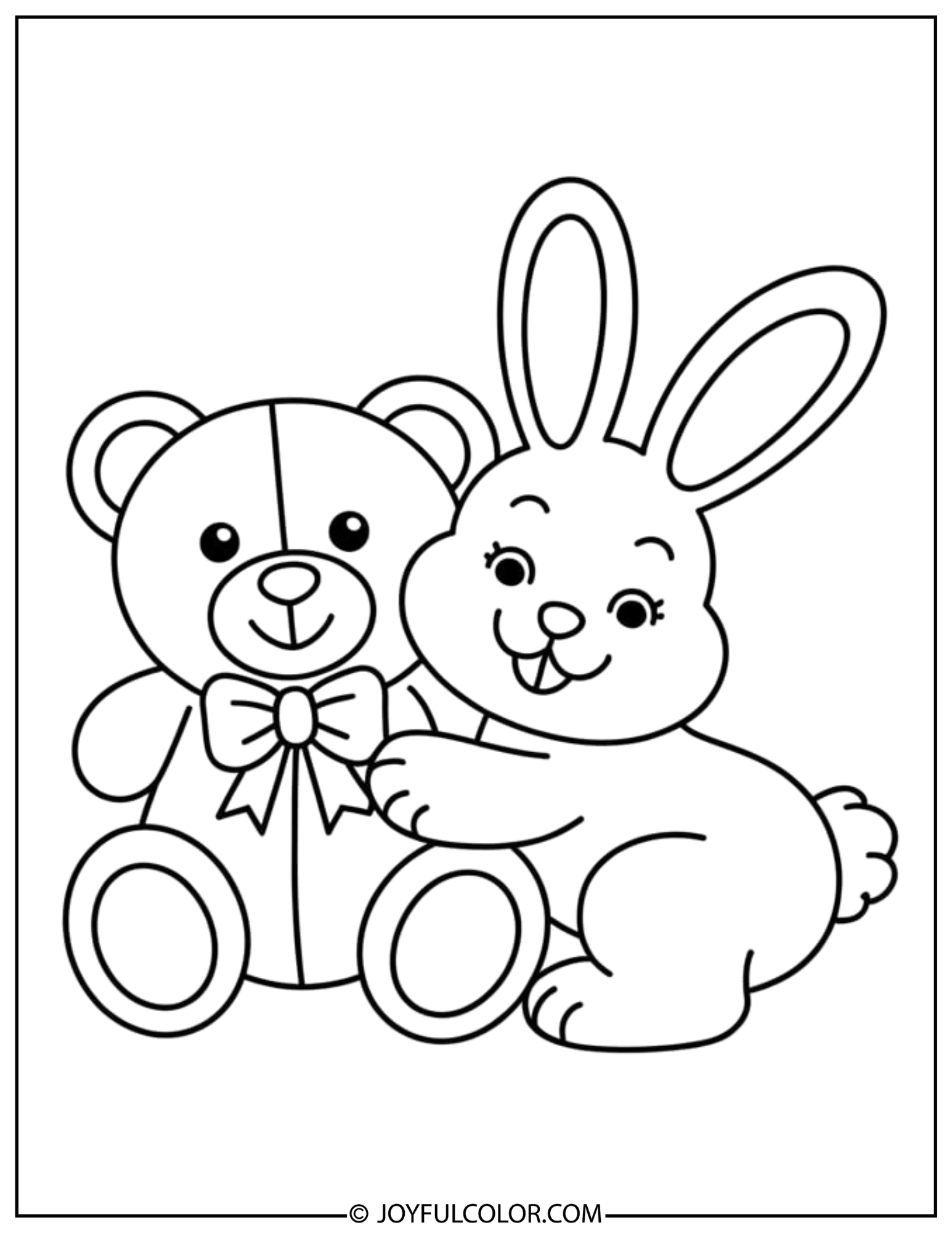 Kuromi Teddy Hug Coloring Page