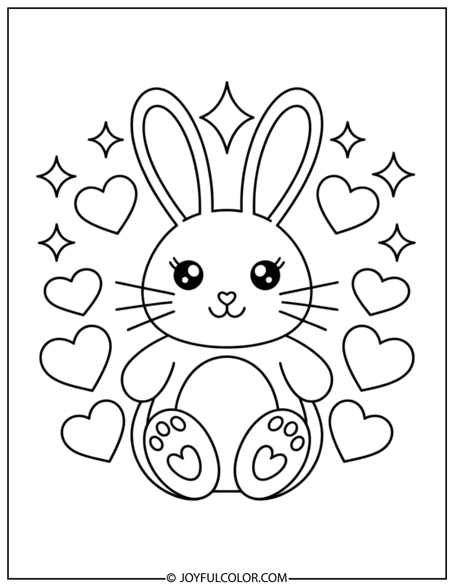 Kuromi with Hearts Coloring Page